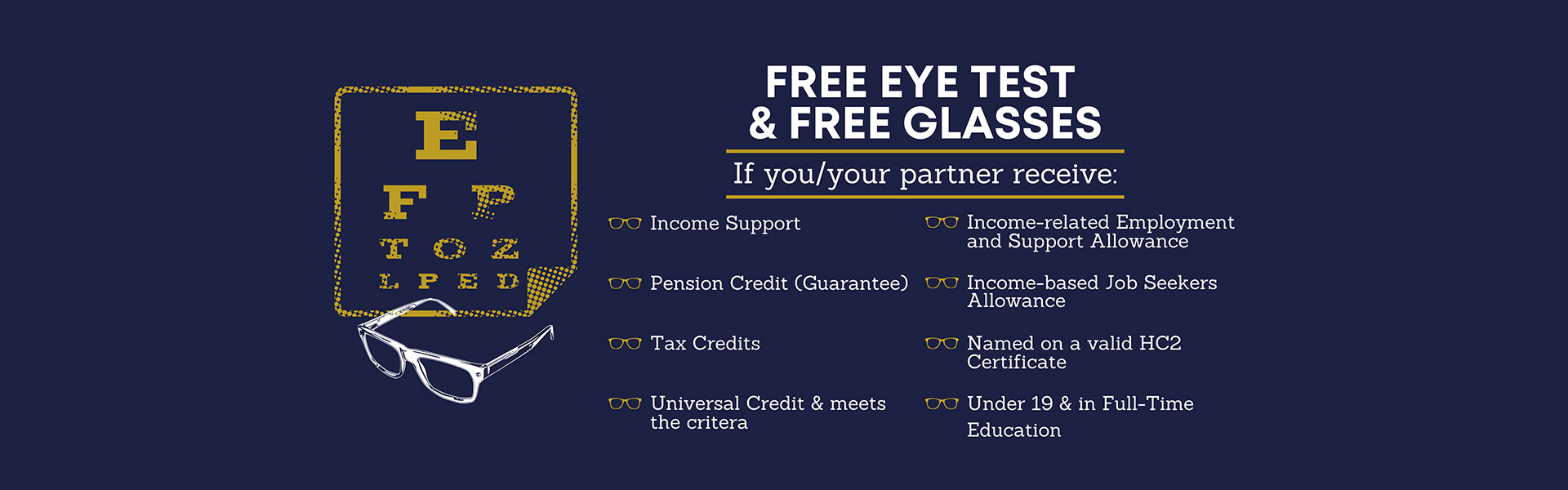 NHS free eye test banner
